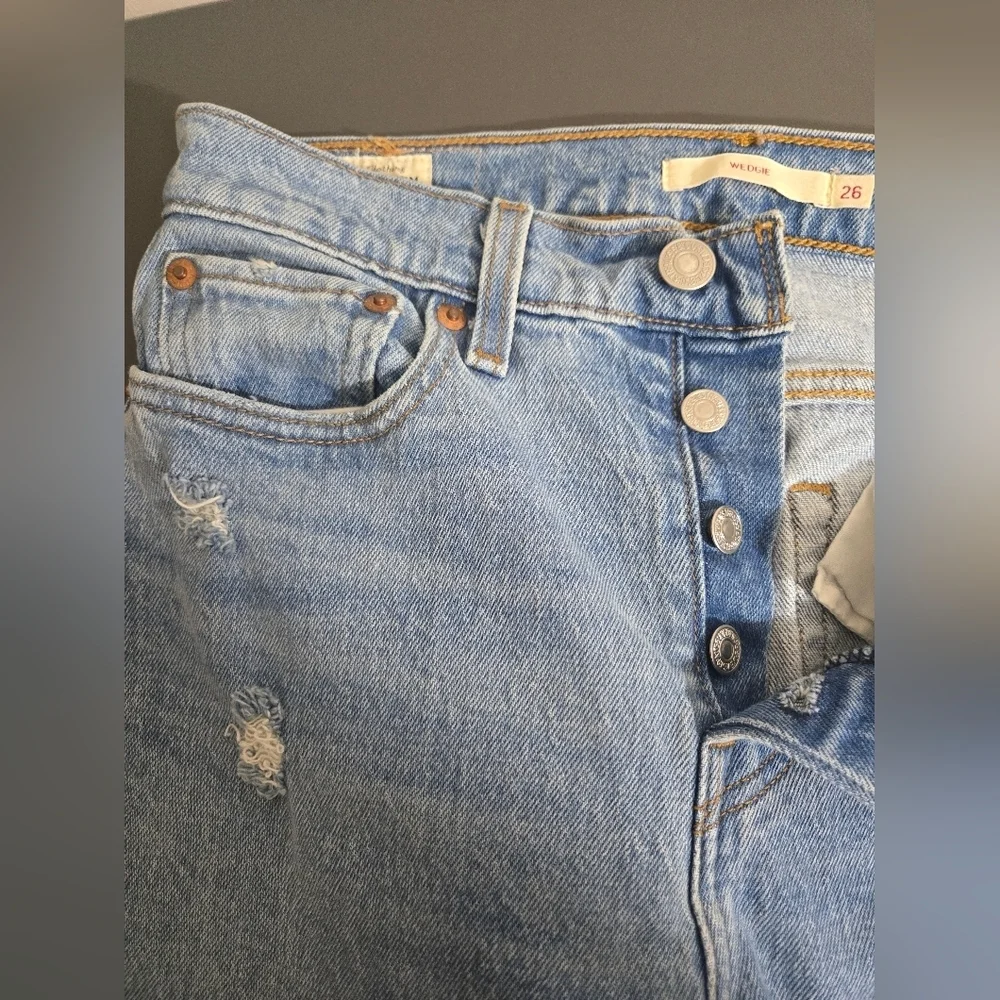 Levi's Jeans Vintage Big E Womens 27 Wedgie Straight Button Fly High Rise  Denim - Picture 13 of 14